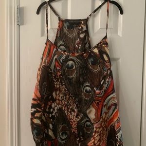 Forever 21 Peacock Print Tulip Style Tank